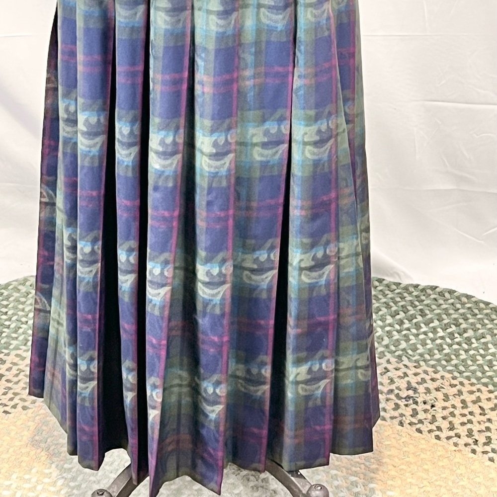 VINTAGE 90s Pendleton tartan plaid 2 piece dress set maxi pleated skirt vest - Picture 5 of 14